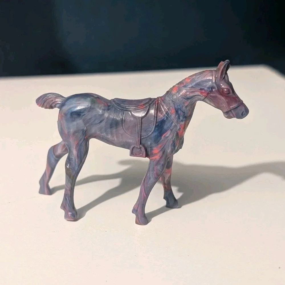 1950s Marbled Swirl Plastic Horse Varicose Mold Toy USA Dime Store Western Pony